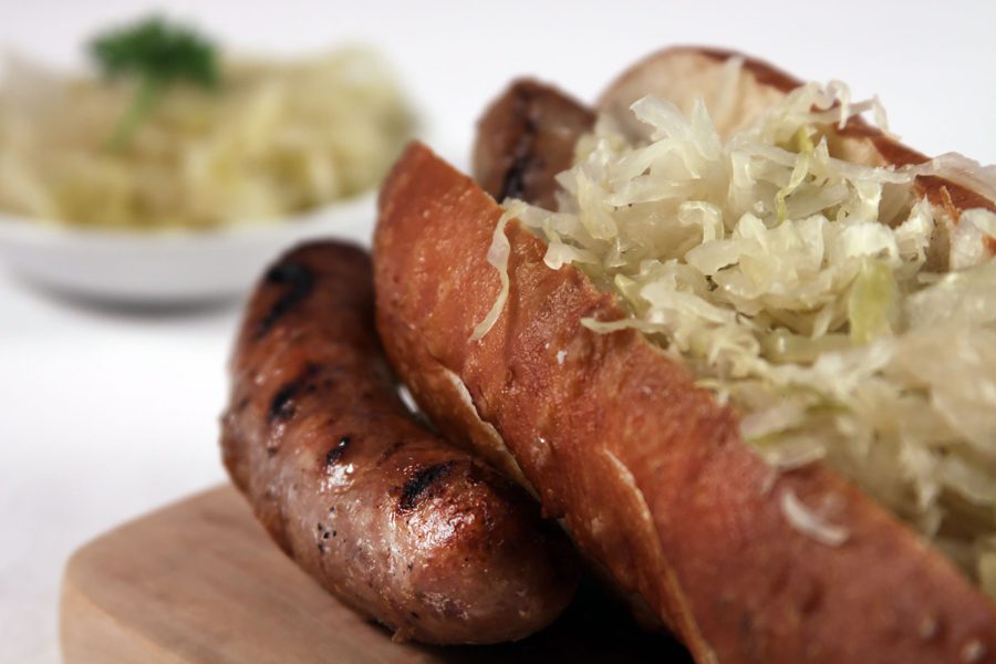 Bratwurst with Apple Sauerkraut