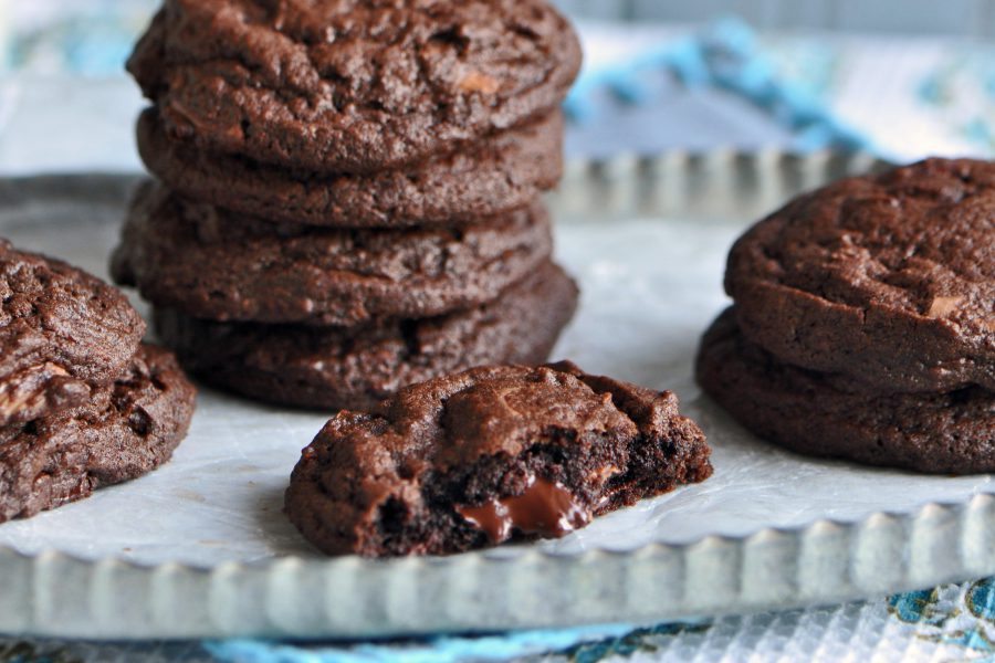 Thick and Chewy Triple-Chocolate Cookies